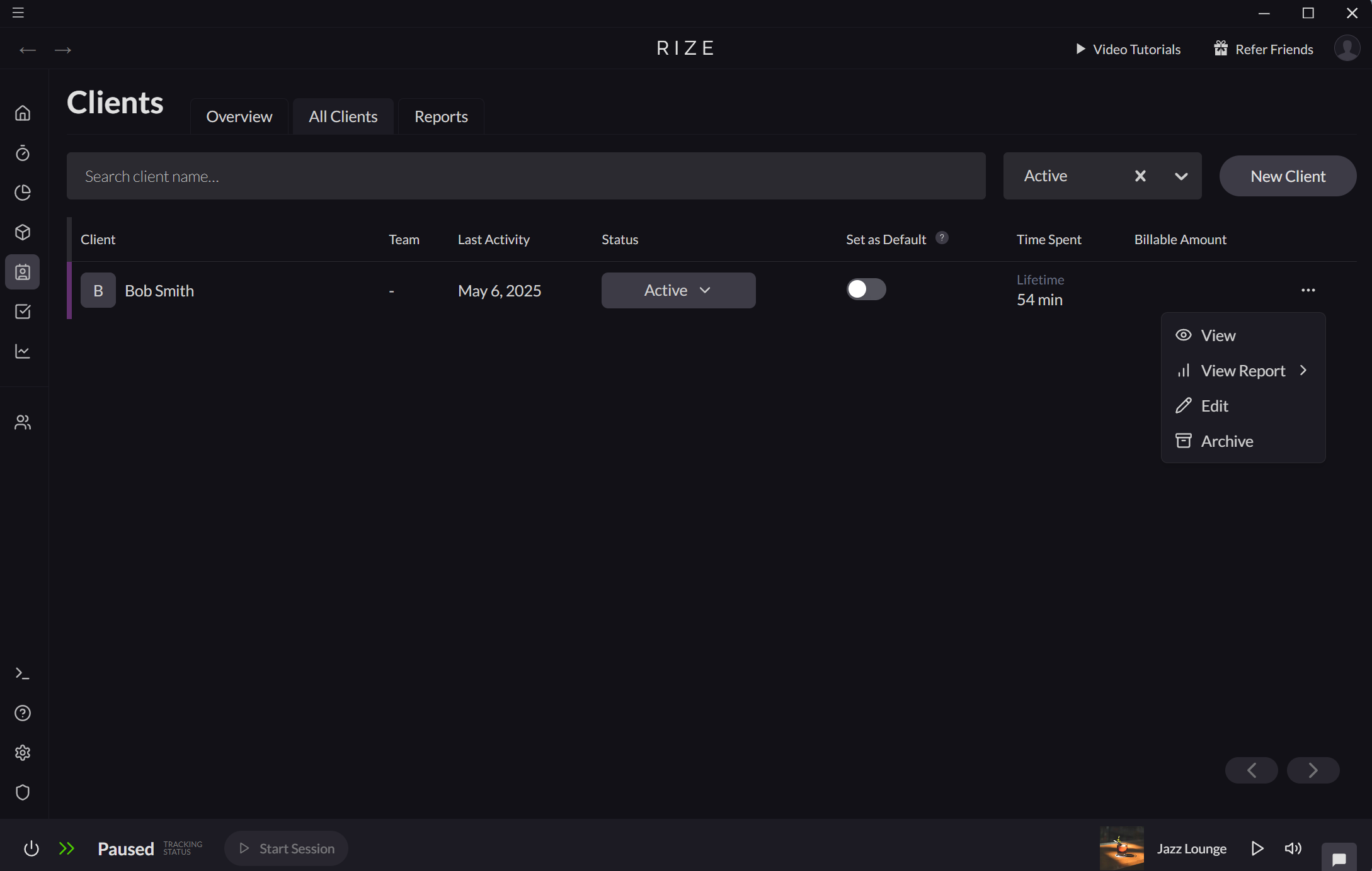 Screenshot showing how to edit a client from the All Clients page
