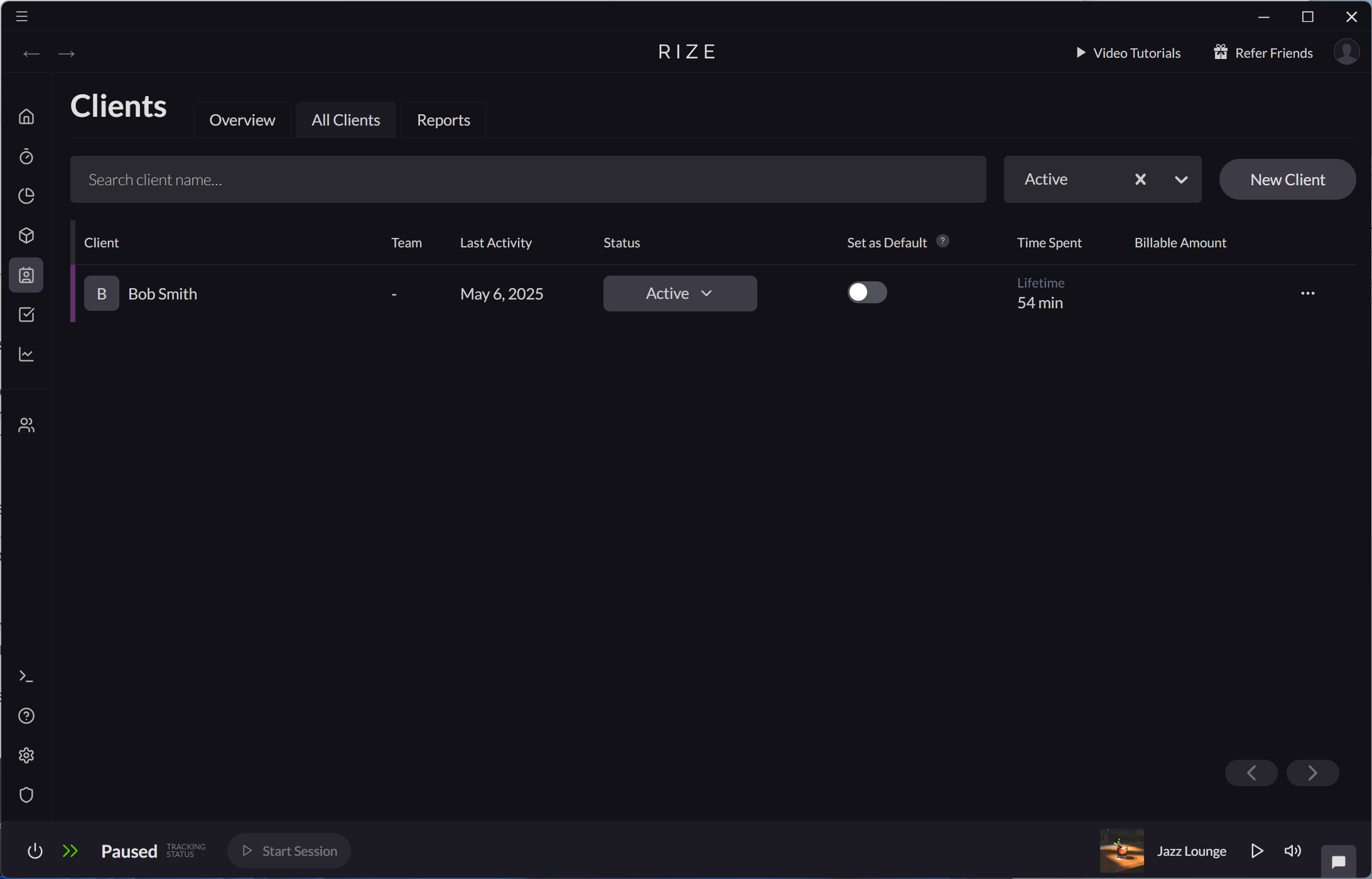 Screenshot showing how to create a new client from the All Clients page