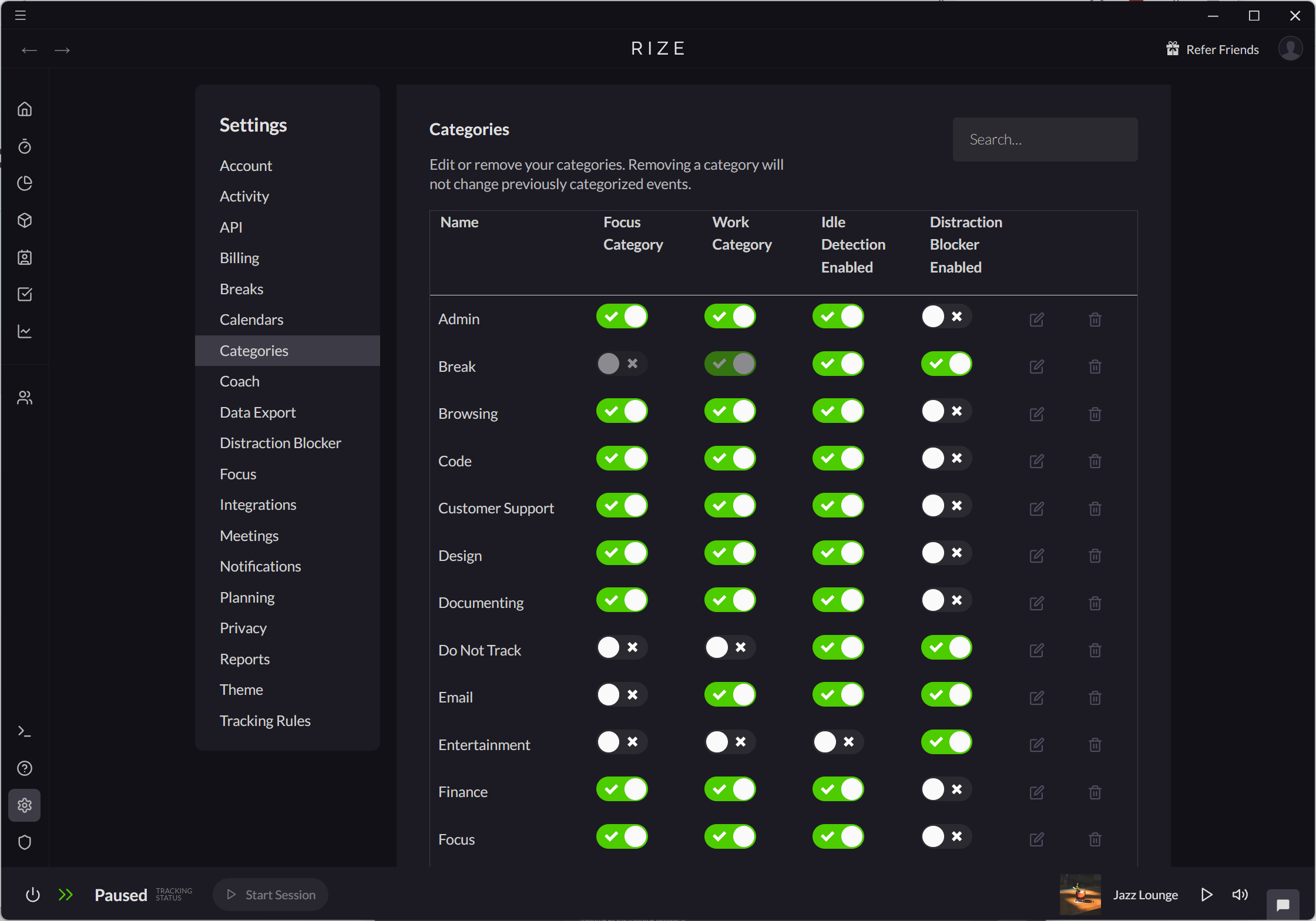 Screenshot showing how to toggle Idle Detection in Settings