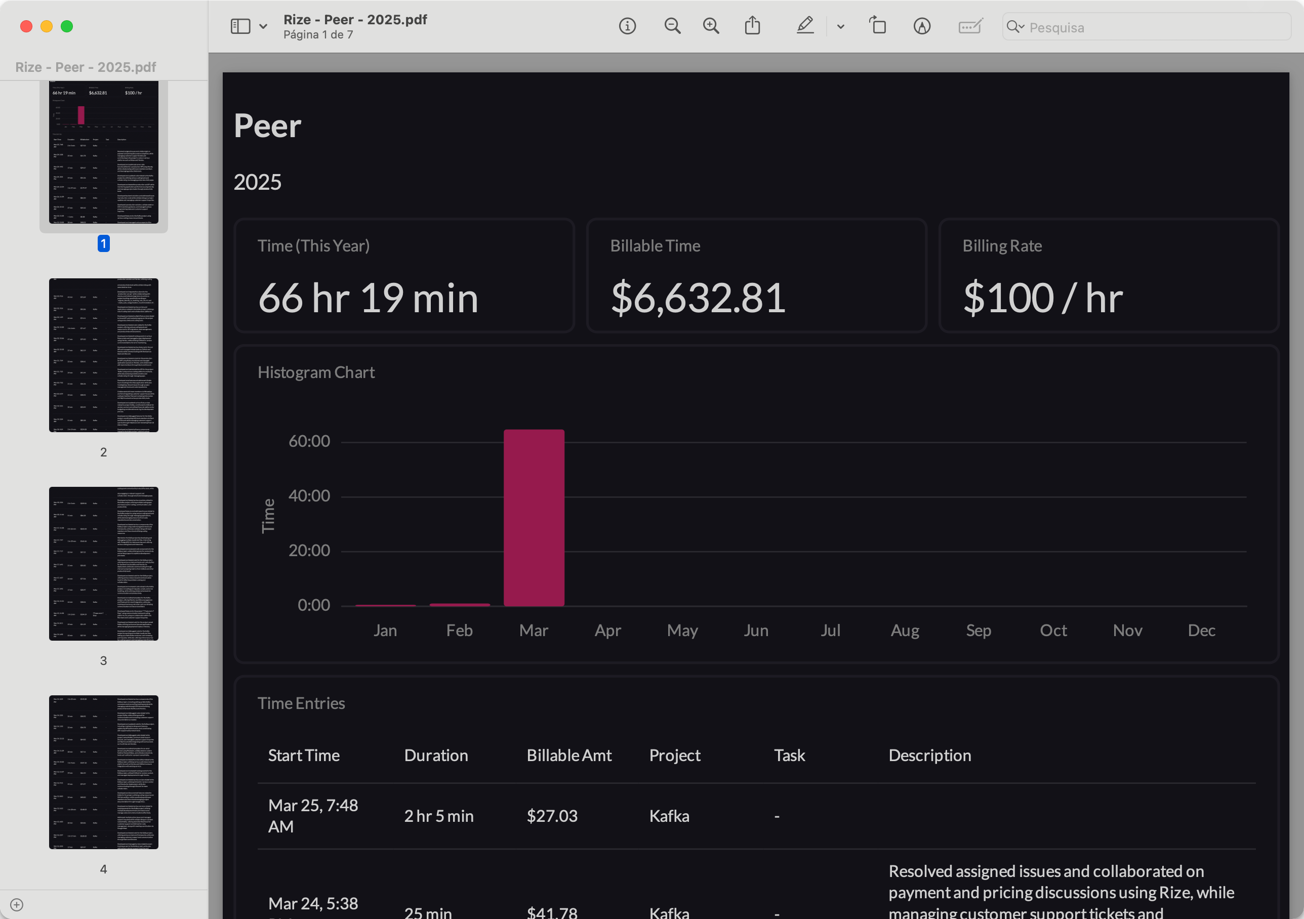Screenshot showing an exported Client Report PDF