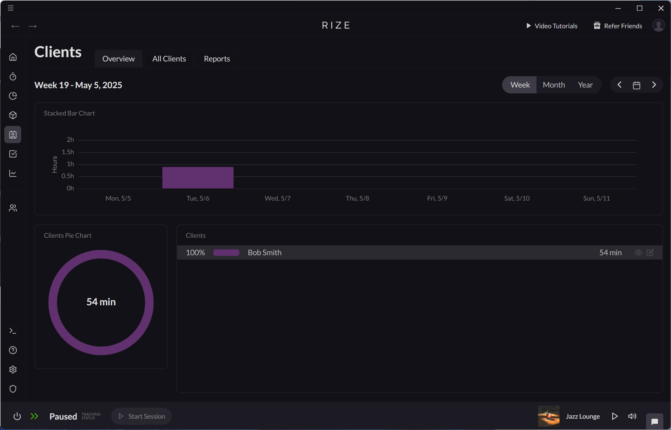 Screenshot showing how to edit a client from the Client Overview page