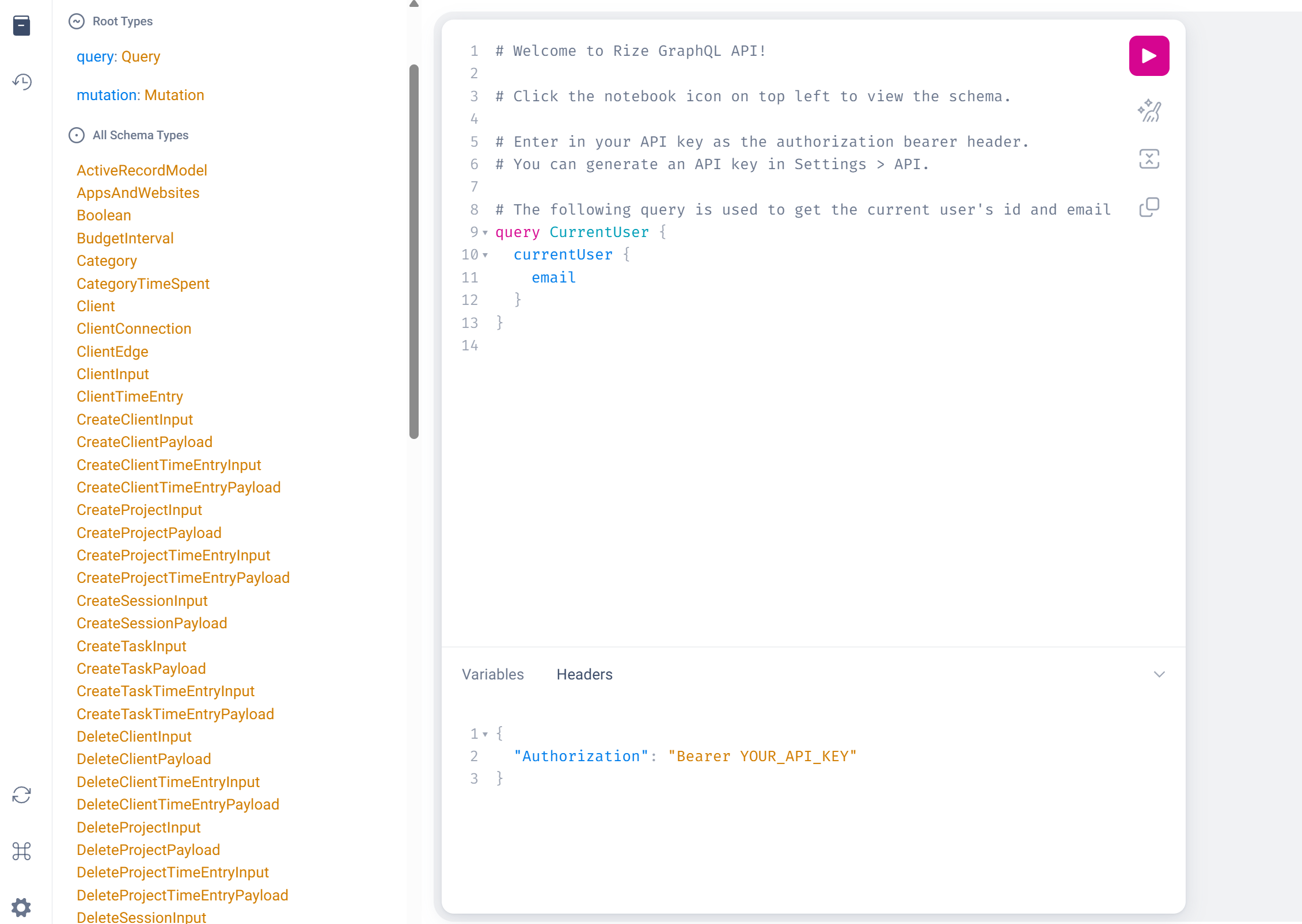 Screenshot showing an example Authorization Header