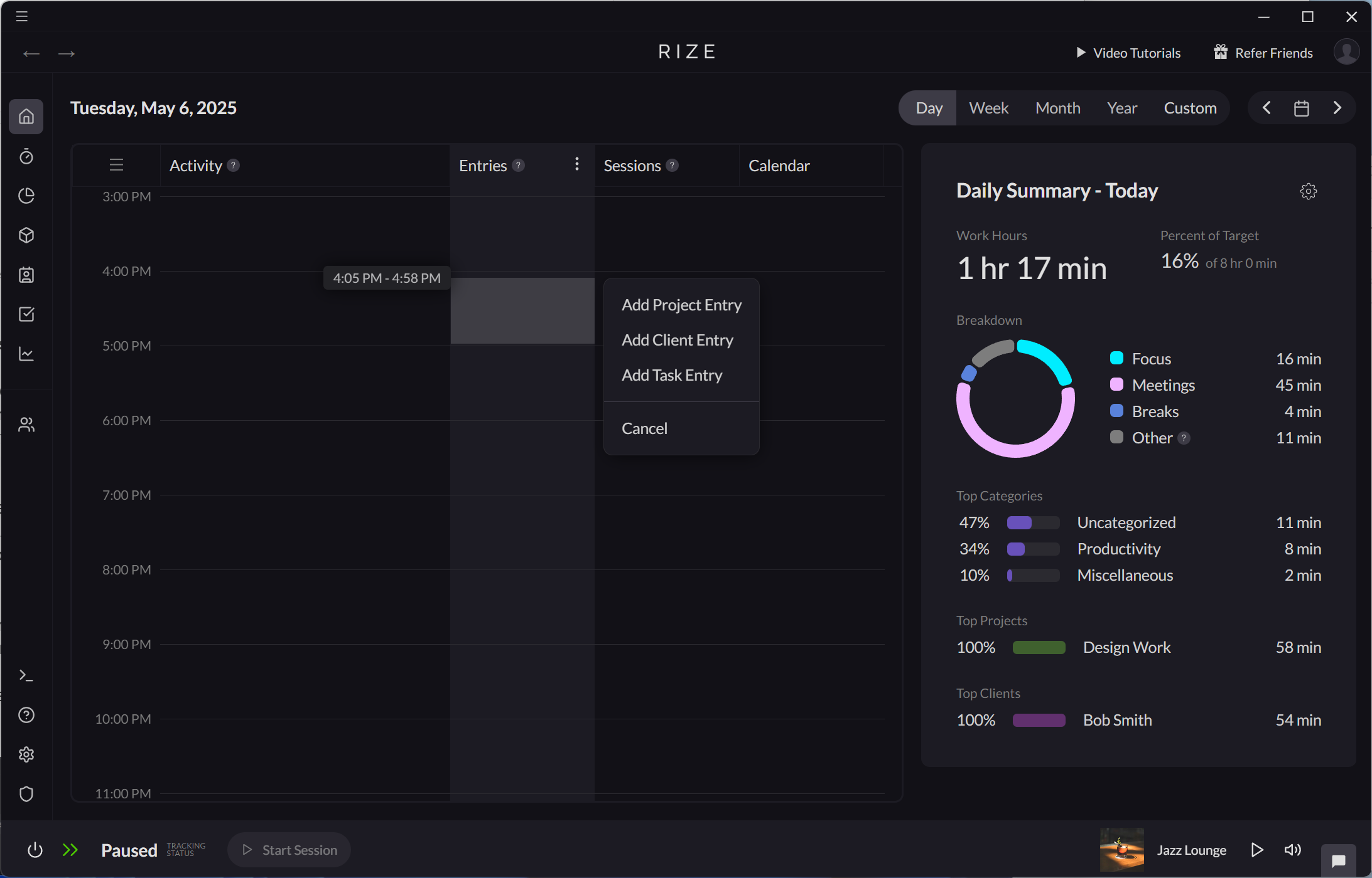Screenshot showing how to add a new client from the Home tab