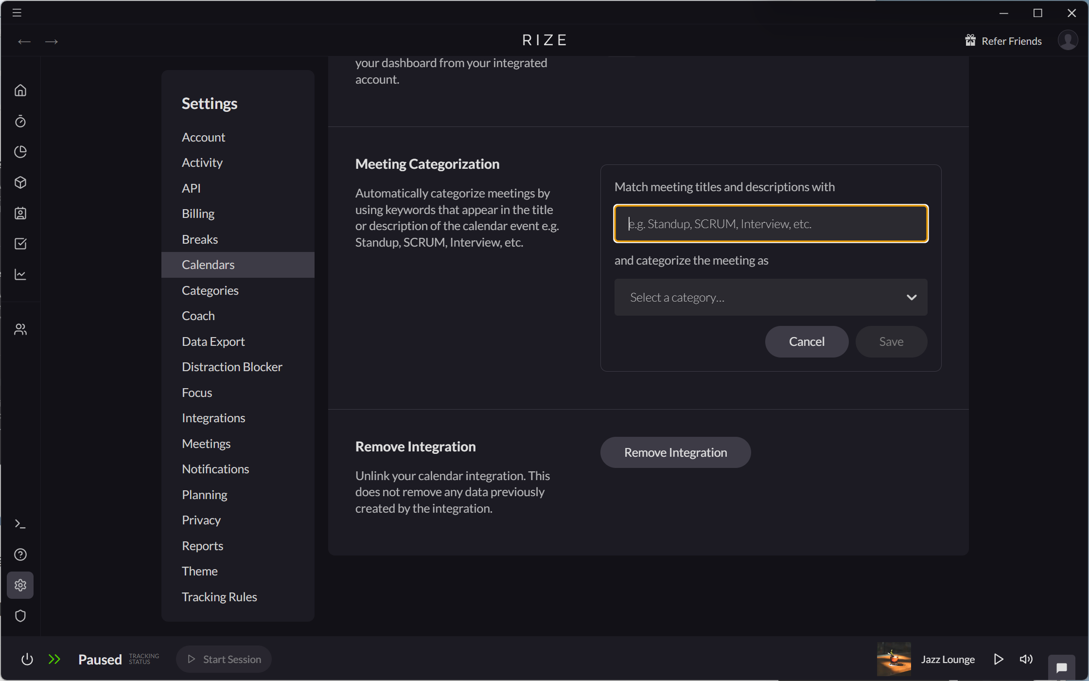 Screenshot showing how to Meeting Categorization rules
