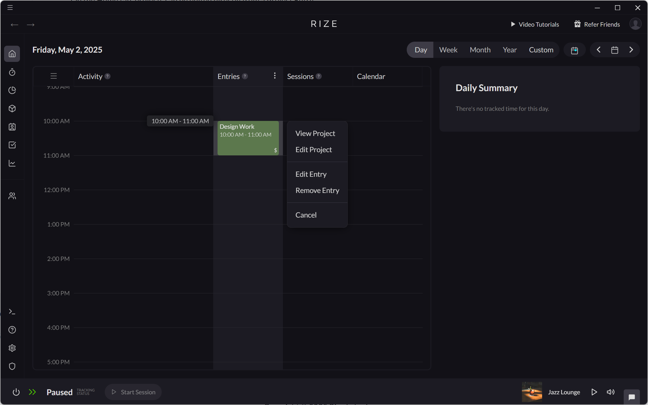 Screenshot showing how to edit a project from the Home tab
