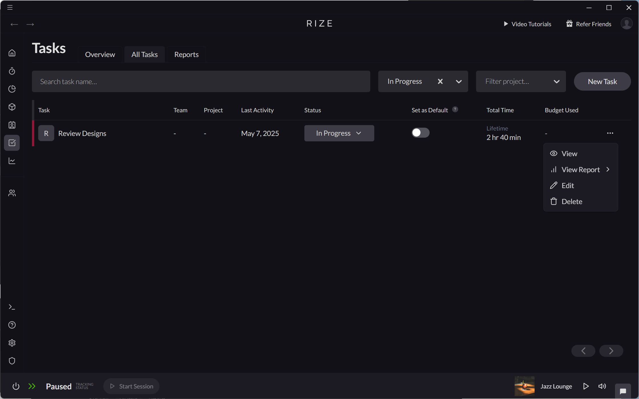 Screenshot showing how to edit a task from the All Tasks page