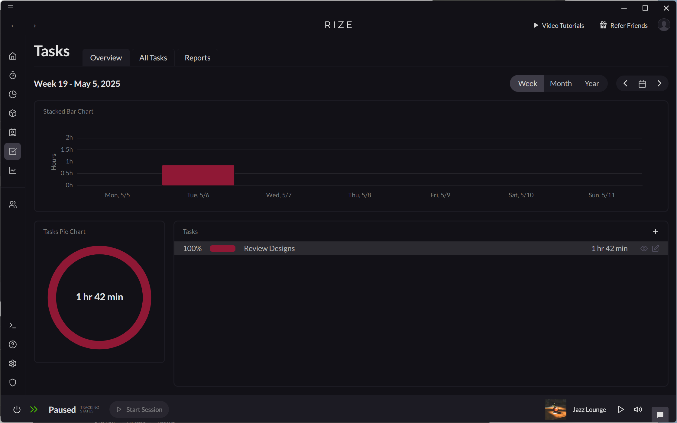 Screenshot showing how to edit a task from the Task Overview page