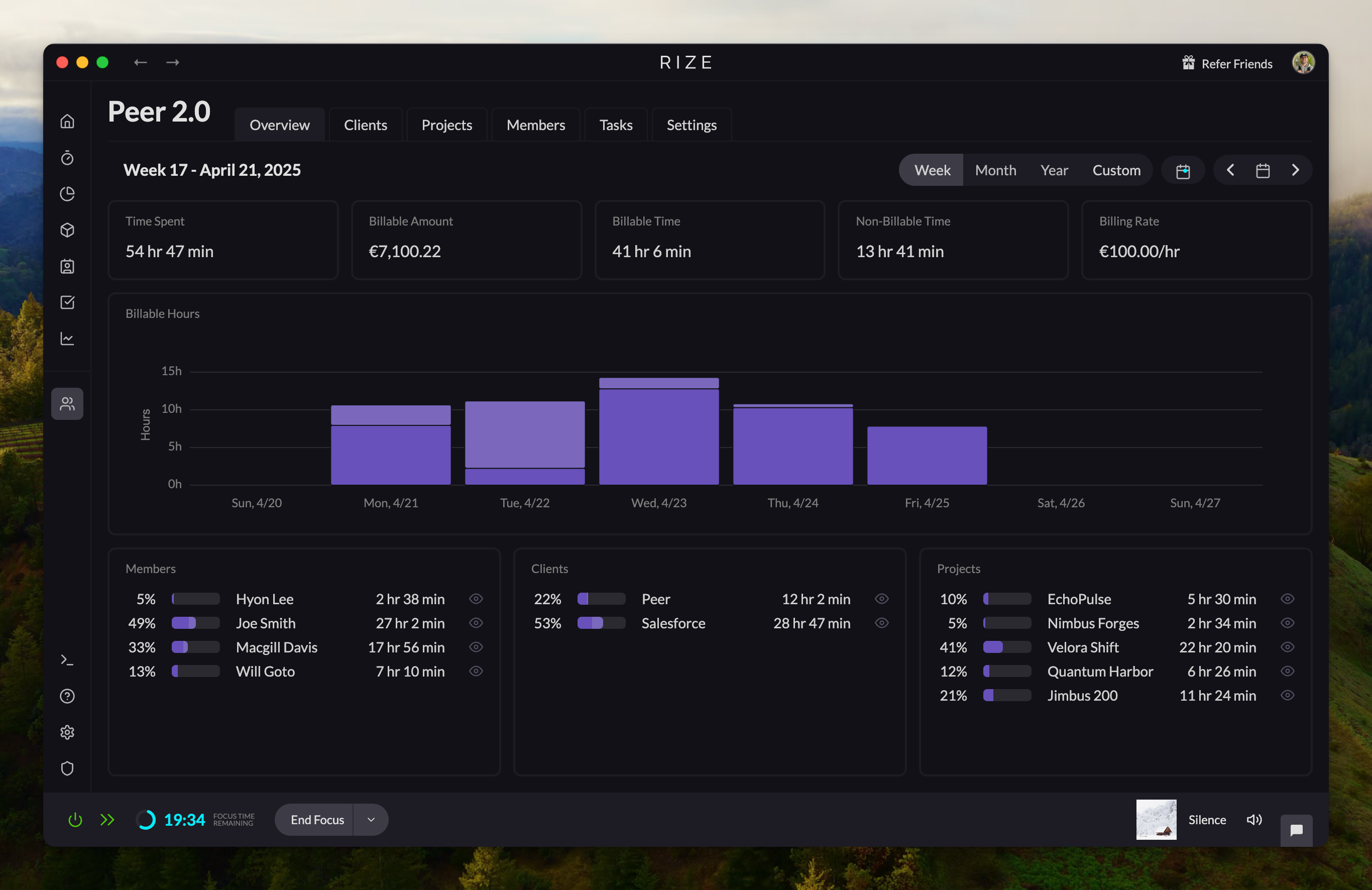 Screenshot showing Team Overview