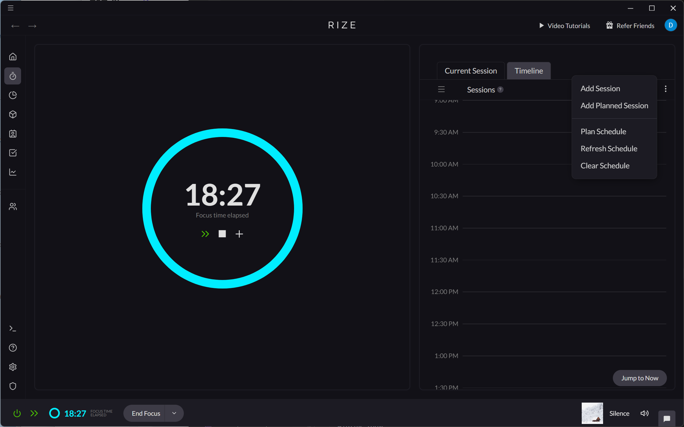 Screenshot showing how to create a Planned Schedule from the Timer timeline